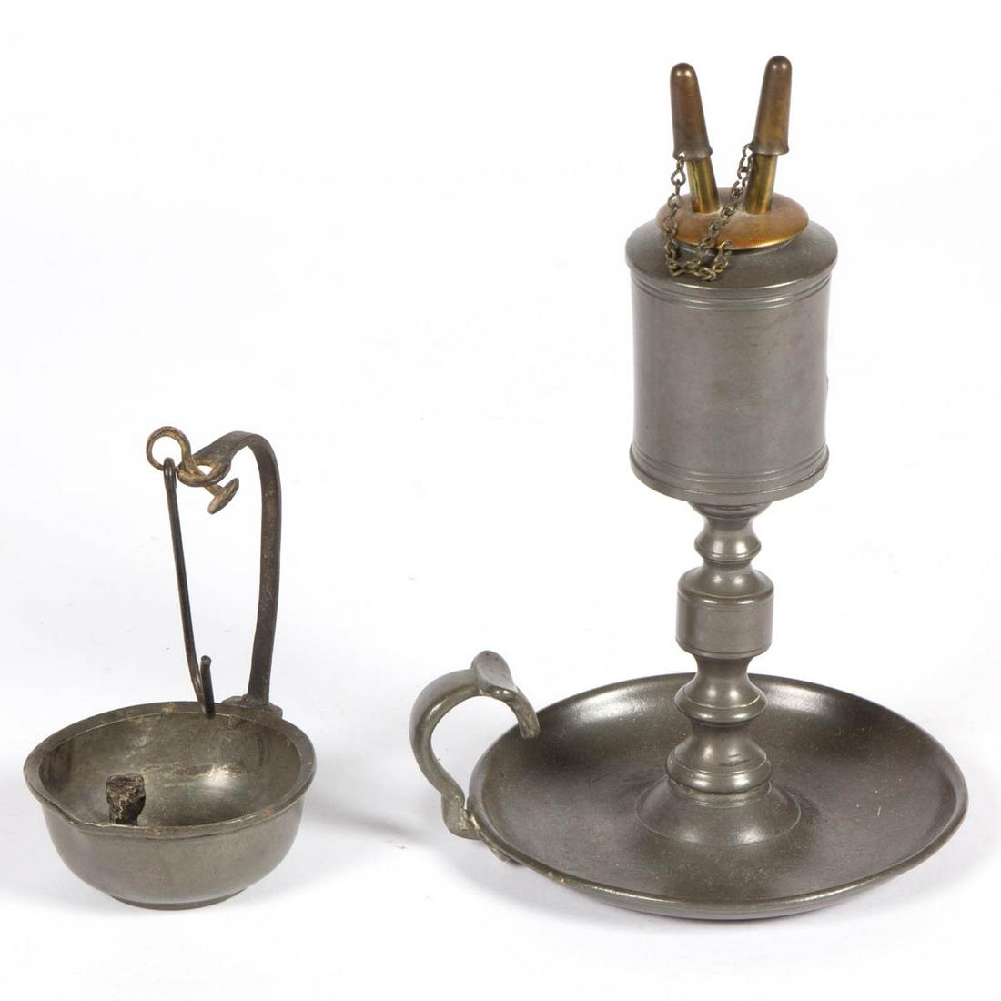 AMERICAN PEWTER LIGHTING DEVICES, LOT OF TWO (1 of 1)