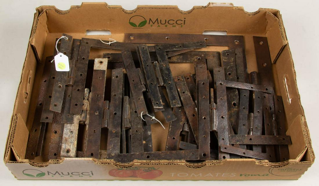ASSORTED WROUGHT-IRON H-L FORM HINGES, LOT OF 23 (1 of 1)
