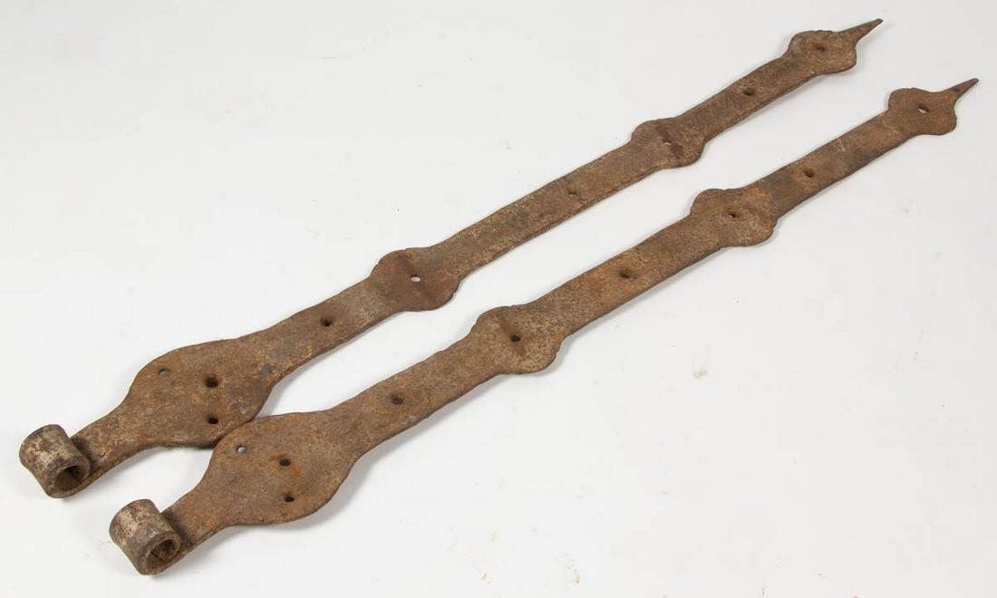 MONUMENTAL WROUGHT-IRON STRAP DOOR HINGES, ONE PAIR (1 of 1)