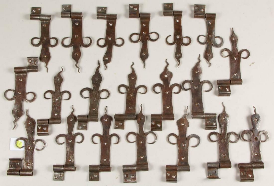 ASSORTED HAND FORGED DOOR HARDWARE HINGES, SET OF 20 (1 of 1)