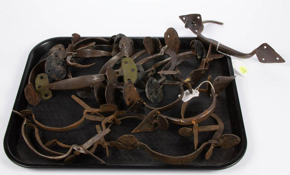 ASSORTED WROUGHT-IRON DOOR HARDWARE THUMB LATCHES, LOT (1 of 1)