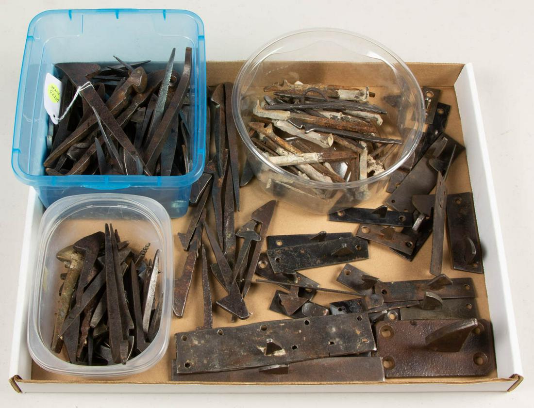 ASSORTED IRON AND STEEL DOOR HARDWARE LATCH KEEPERS, (1 of 1)