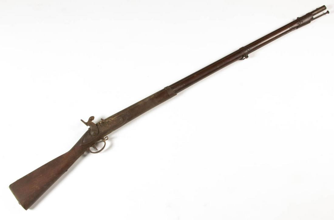 SPRINGFIELD MODEL 1816 U.S. CONVERSION MUSKET: SPRINGFIELD MODEL 1816 U.S. CONVERSION MUSKET, .69 caliber, percussion conversion, lock plate marked with spread-wing eagle above "U.S." and "SPRING / FIELD / 1830", round barrel with proof marks secu