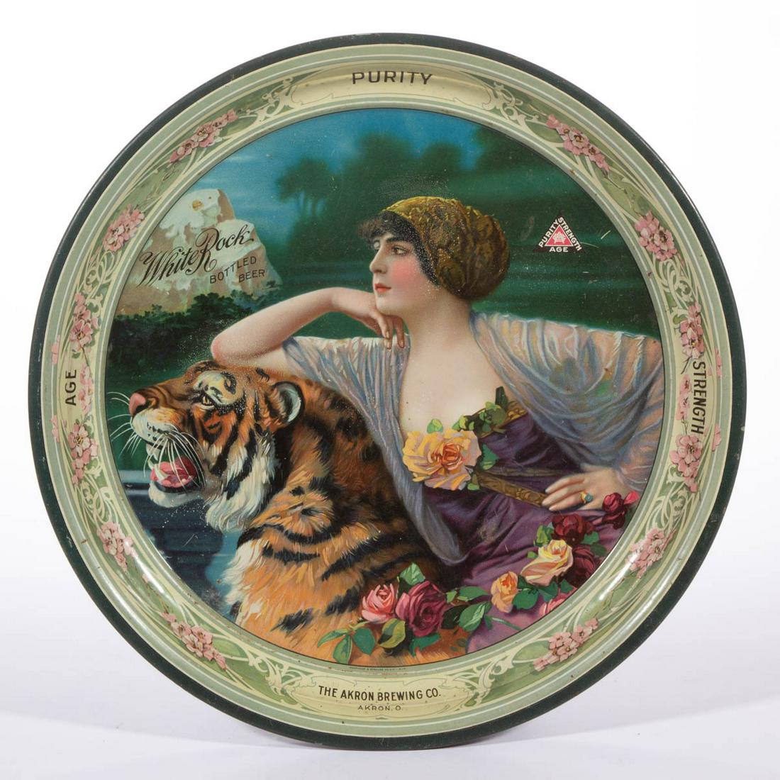 PRE-PROHIBITION WHITE ROCK BOTTLED BEER TIN ADVERTISING (1 of 4)