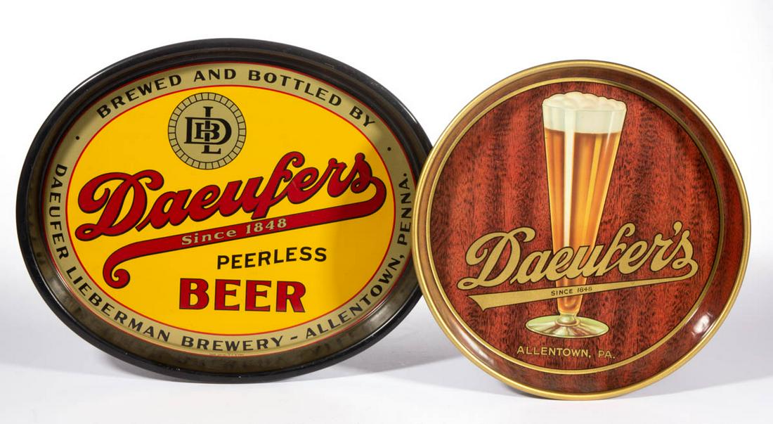 DAEUFER'S BEER TIN ADVERTISING SERVING TRAYS, LOT OF (1 of 5)