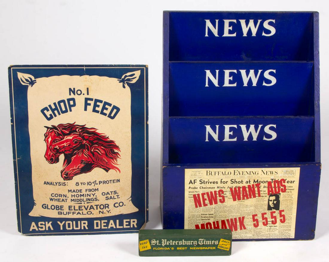 VINTAGE BUFFALO EVENING NEWS PAINTED WOODEN NEWSPAPER (1 of 3)