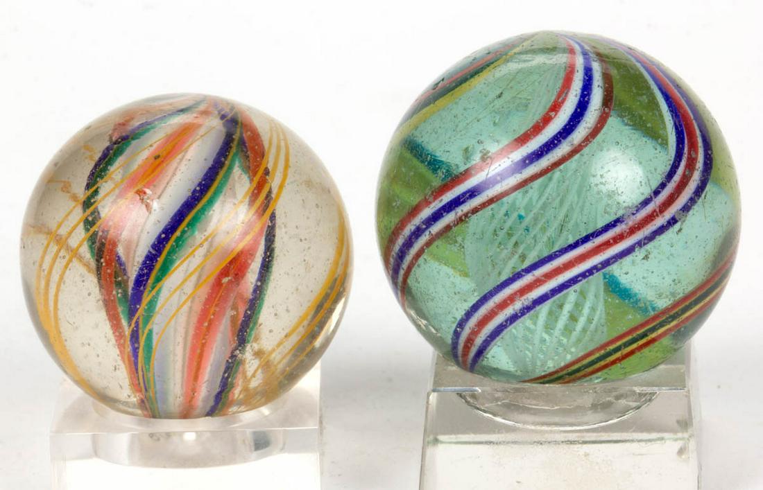 ANTIQUE TRANSPARENT SWIRL MARBLES, LOT OF TWO (1 of 2)