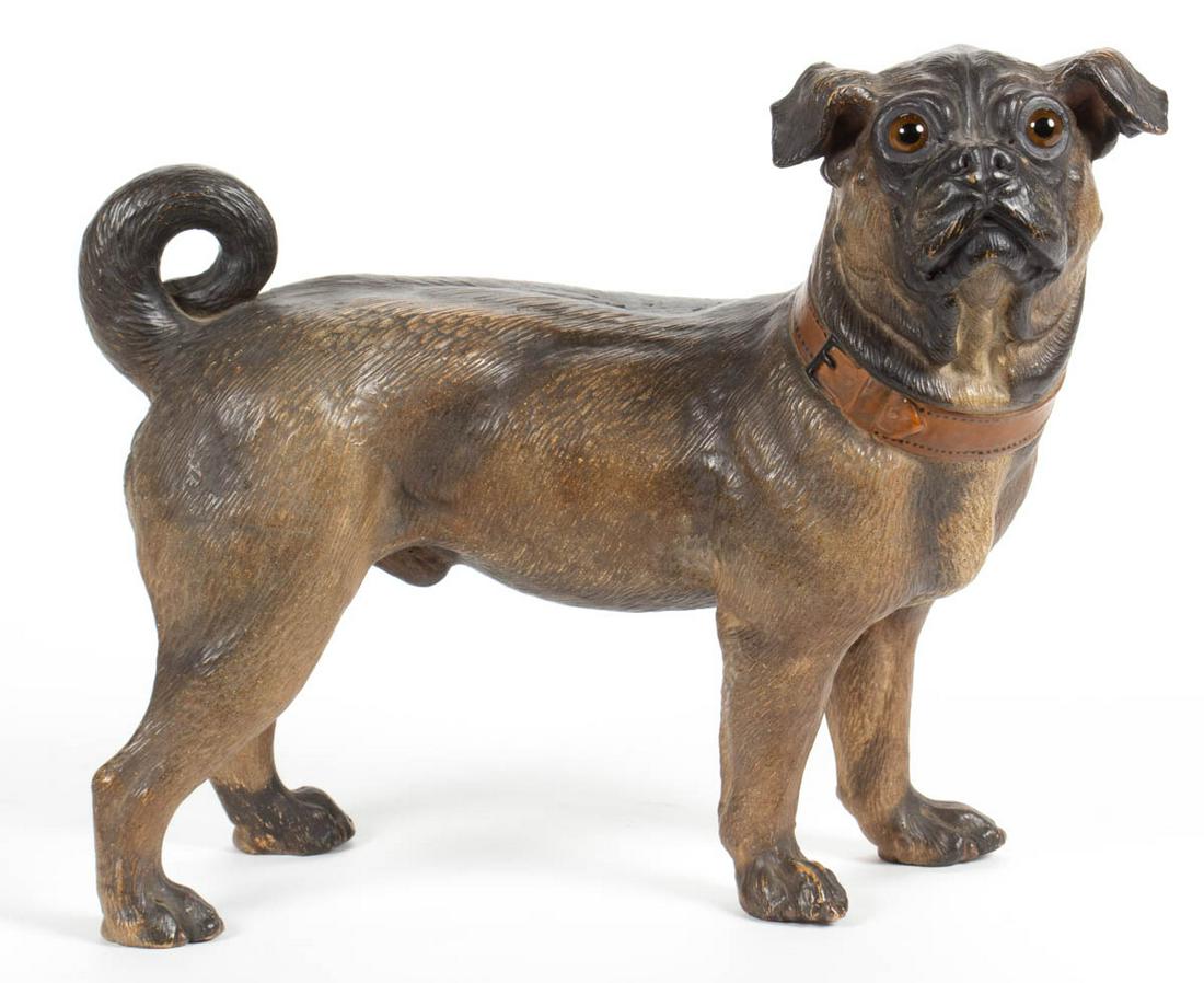 AUSTRIAN COLD-PAINTED TERRACOTTA FIGURE OF A PUG DOG (1 of 4)