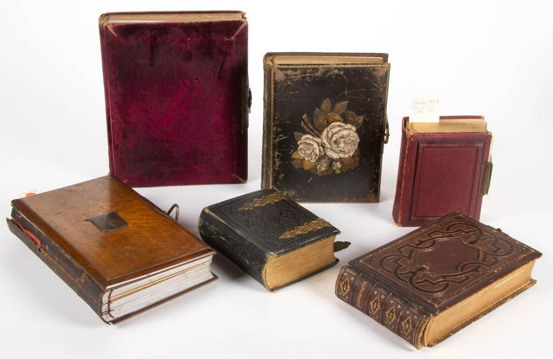 ASSORTED ANTIQUE PHOTO ALBUMS WITH PHOTOS, LOT OF SIX (1 of 12)