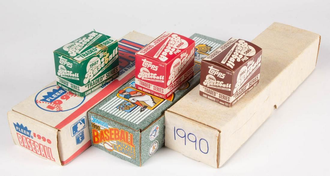 VINTAGE 1987-1990 BASEBALL CARD BOXED SETS, LOT OF SIX (1 of 1)