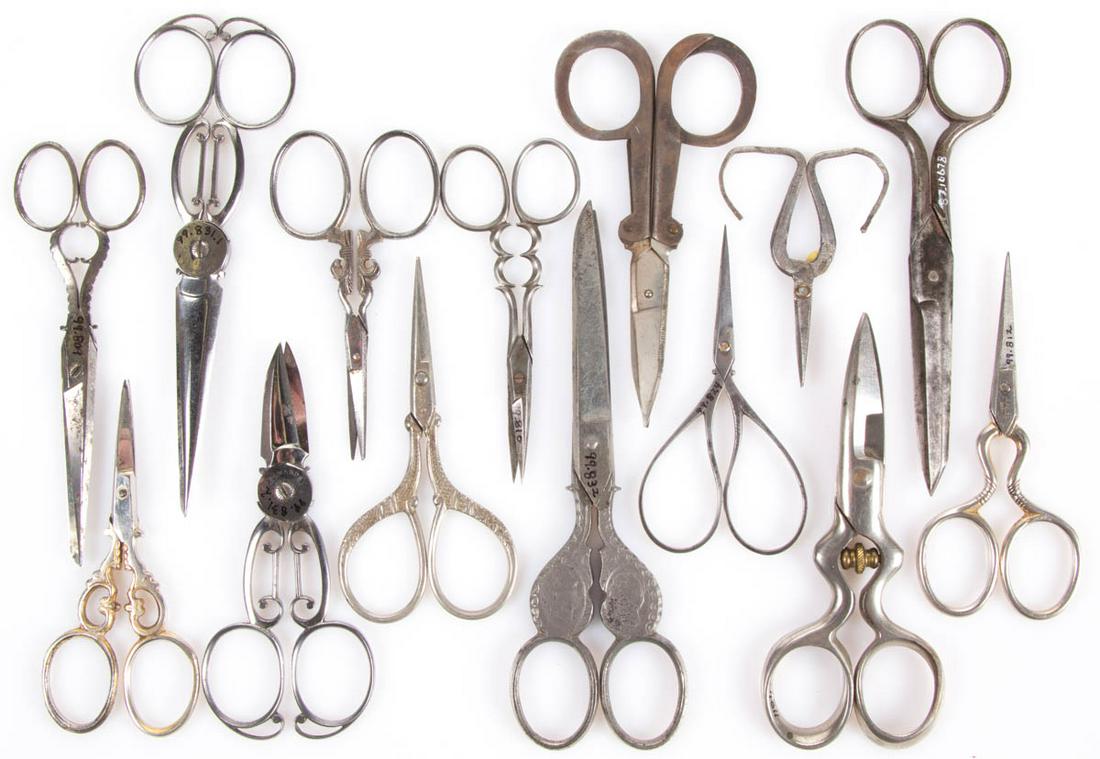 ASSORTED STEEL SEWING / NEEDLEWORKING SCISSORS, LOT OF (1 of 1)