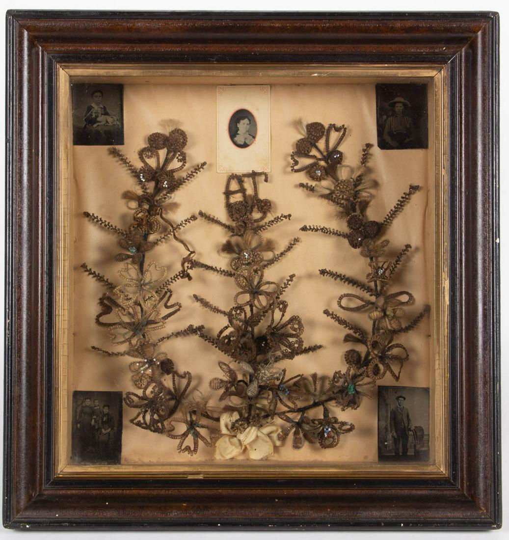 VICTORIAN WOVEN HAIR MOURNING WREATH (1 of 4)