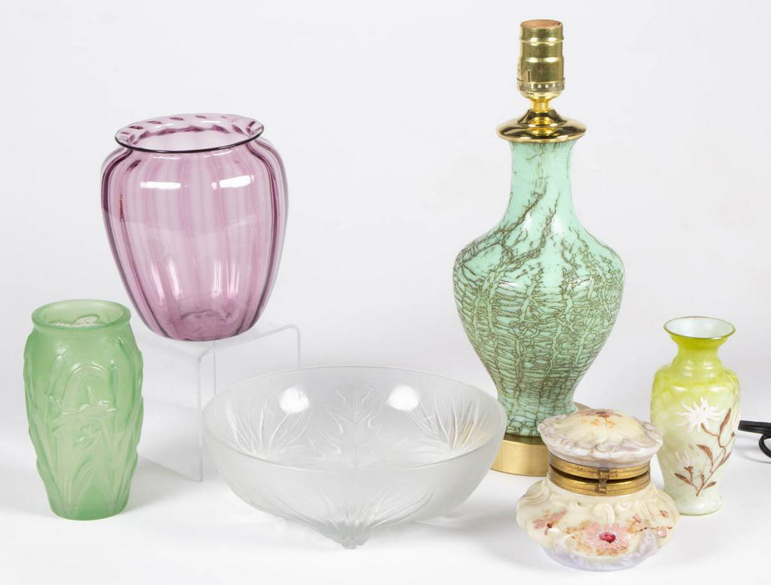 ASSORTED GLASS ARTICLES, LOT OF SIX (1 of 1)