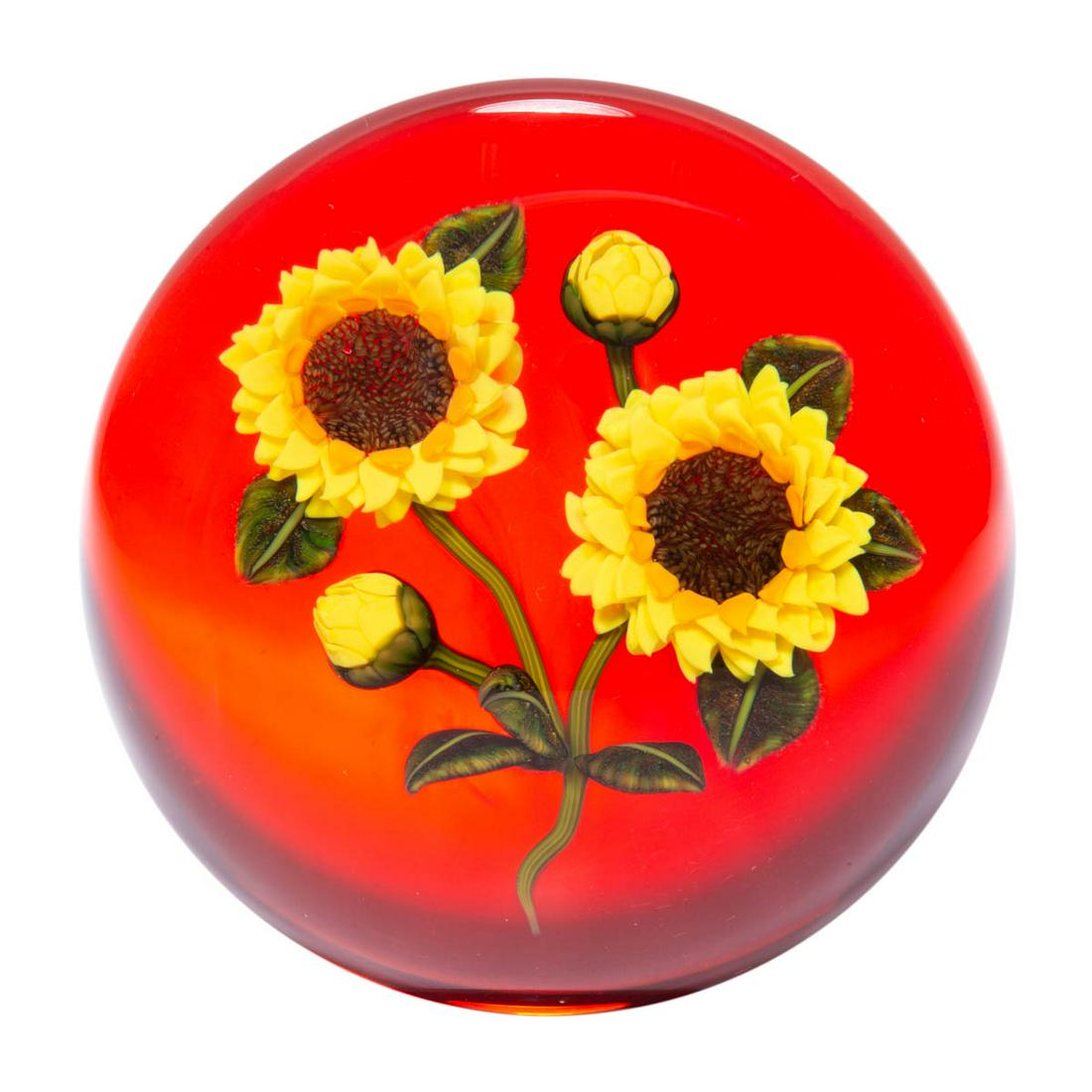 KEN ROSENFELD (AMERICAN, B. 1950) SUNFLOWERS LAMPWORK (1 of 2)