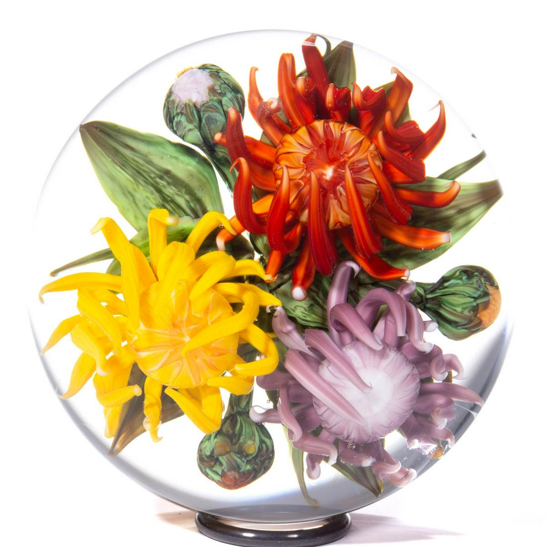 RICK AYOTTE (AMERICAN, B. 1944) SPIDER MUMS LAMPWORK (1 of 2)