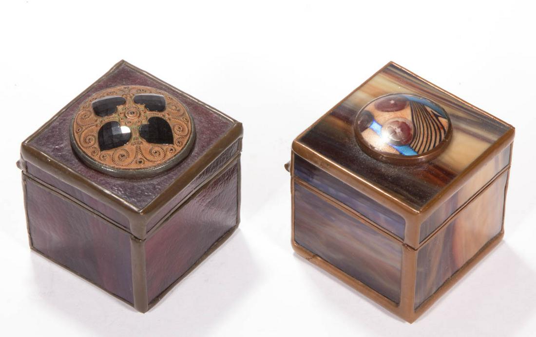 ORIENT & FLUME SLAG GLASS DRESSER BOXES, LOT OF TWO (1 of 1)