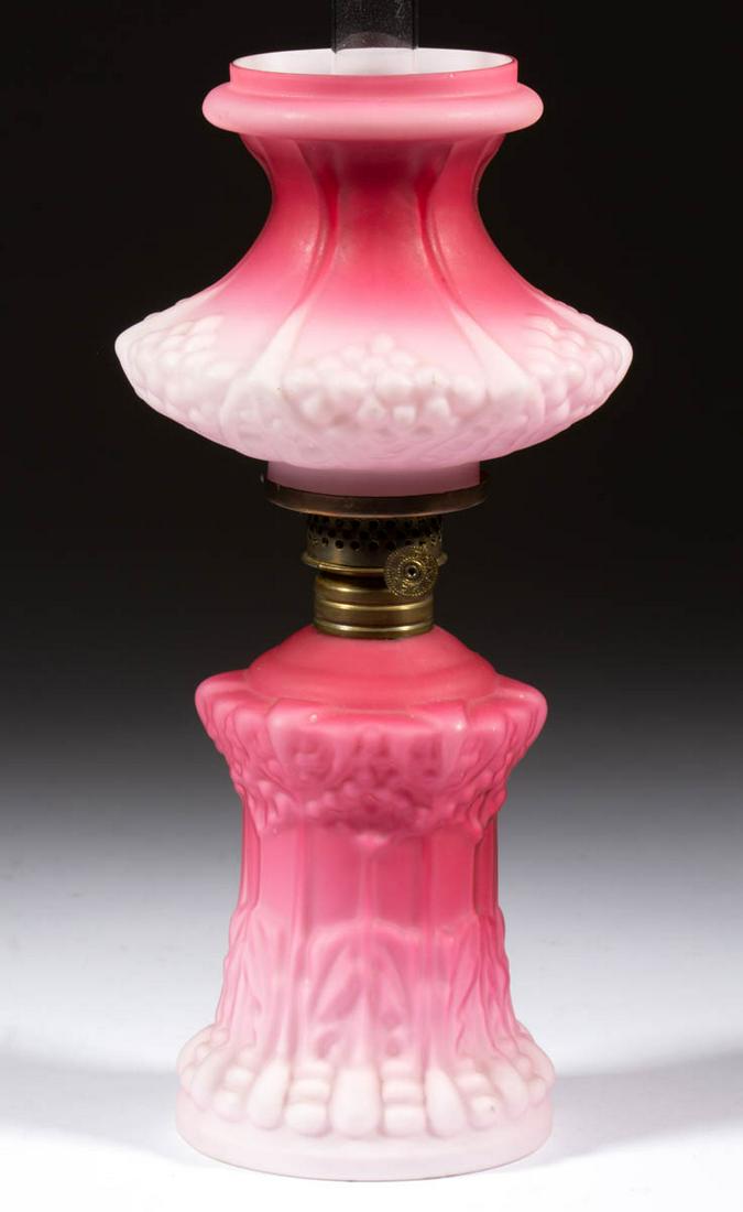 CASED SATIN GLASS EMBOSSED MINIATURE LAMP (1 of 1)