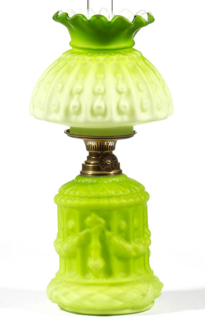 EMBOSSED CASED SATIN GLASS MINIATURE LAMP (1 of 1)