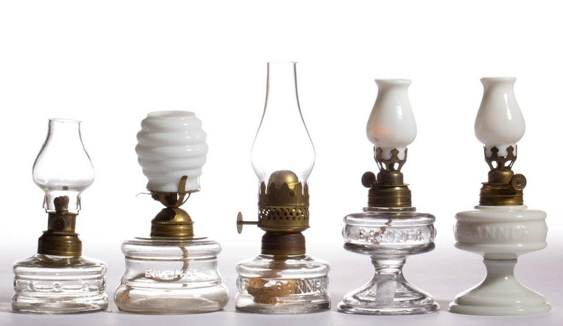 ASSORTED PATTERN MINIATURE LAMPS, LOT OF FIVE (1 of 1)