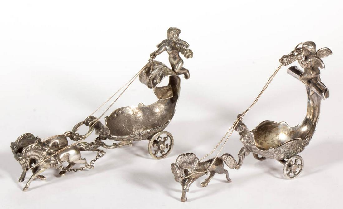 CONTINENTAL CHARIOT FIGURAL SILVER OPEN SALTS, LOT OF (1 of 1)