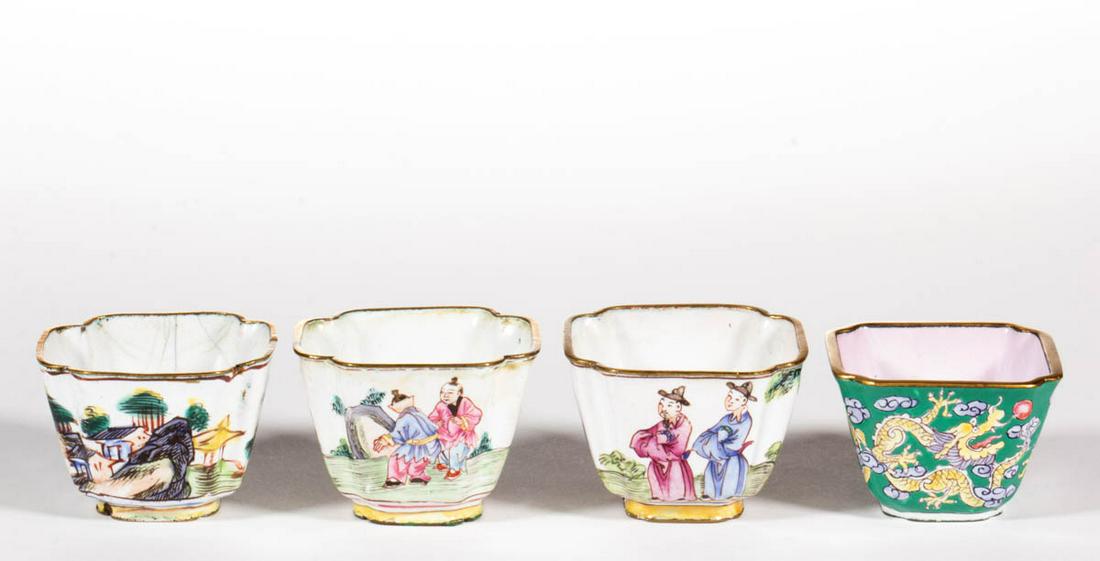 CHINESE / JAPANESE ENAMELED METAL OPEN SALTS, LOT OF (1 of 1)