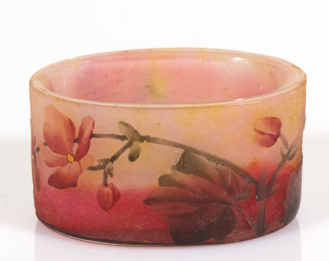 DAUM FLORAL CAMEO ART GLASS OPEN SALT (1 of 3)