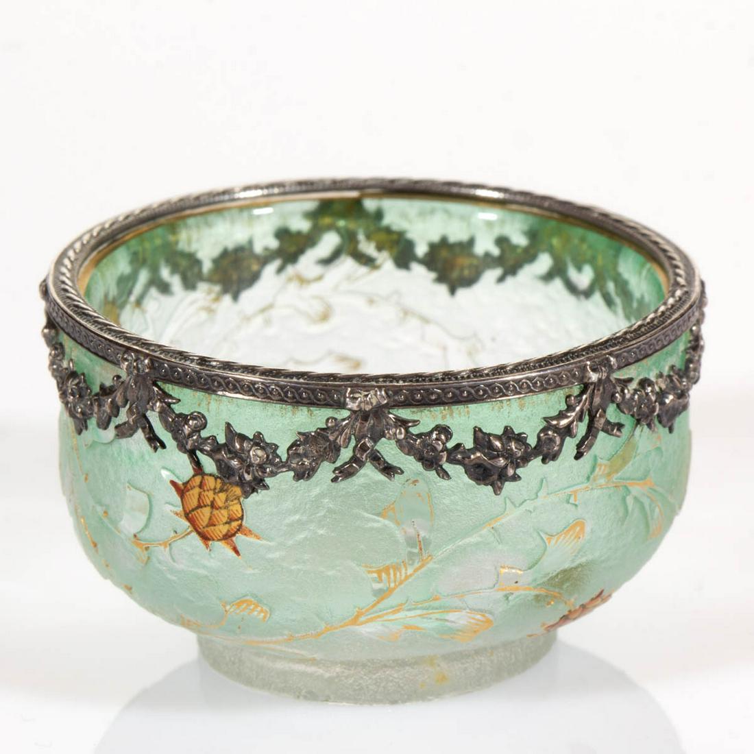 DAUM FOLIATE CAMEO ART GLASS OPEN SALT (1 of 3)