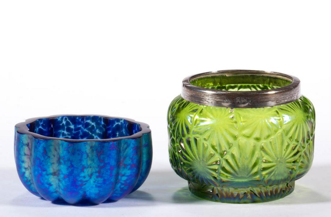 ASSORTED ART GLASS OPEN SALTS, LOT OF TWO (1 of 1)