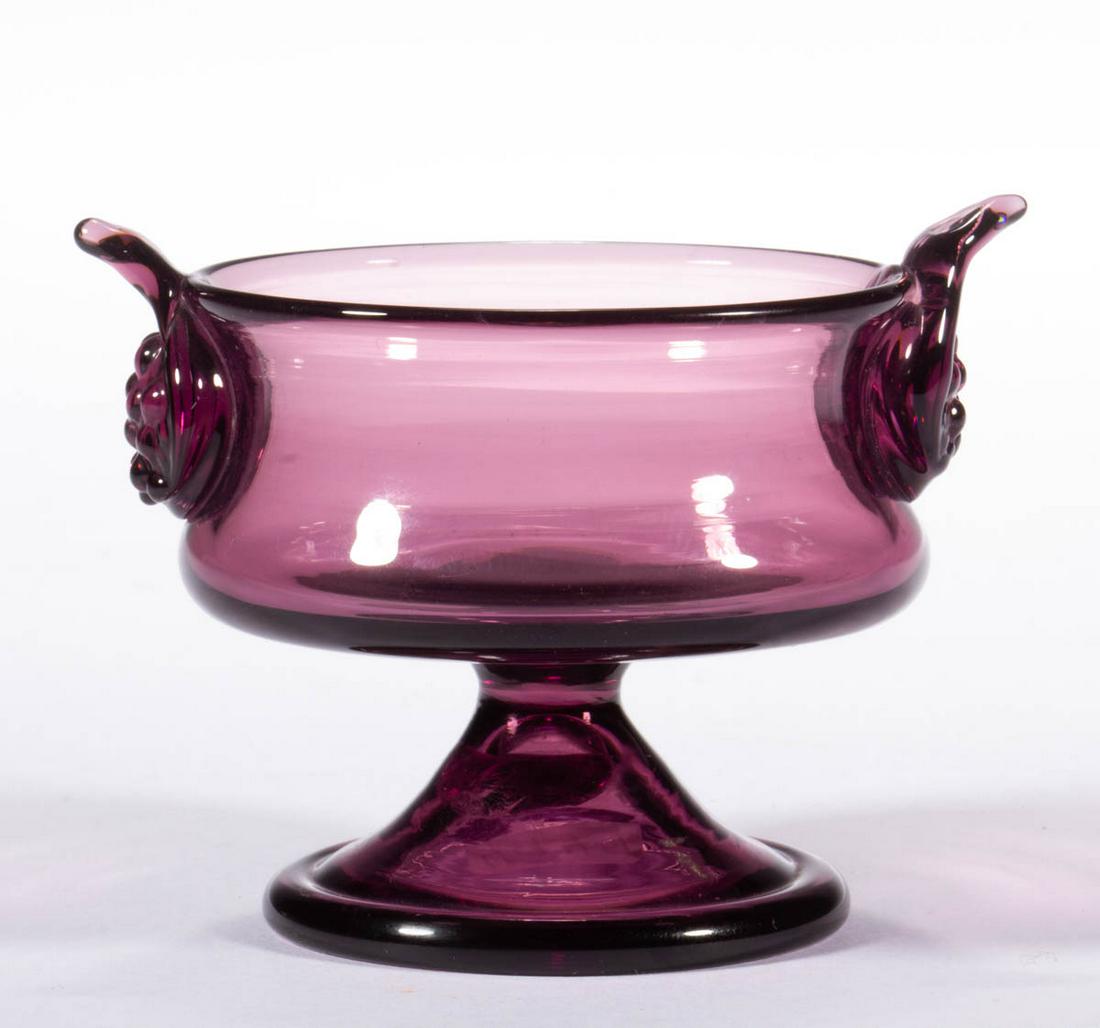 STEUBEN ATTRIBUTED ART GLASS FOOTED OPEN SALT (1 of 1)