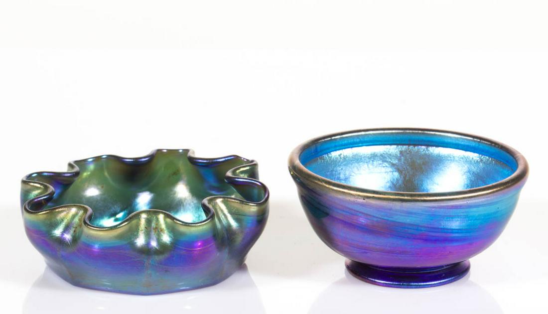 TIFFANY FAVRILE IRIDESCENT ART GLASS OPEN SALTS, LOT OF (1 of 4)