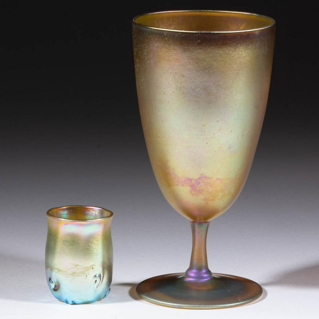 TIFFANY FAVRILE GOLDEN IRIDESCENT ART GLASS ARTICLES, (1 of 3)