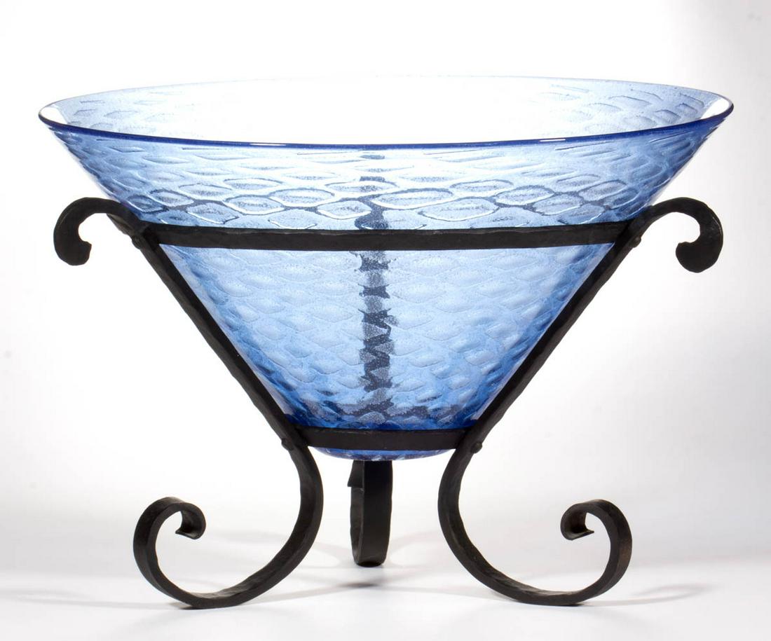 STEUBEN ATTRIBUTED SILVERINA ART GLASS CENTERPIECE BOWL (1 of 1)