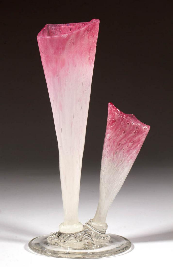 STEUBEN CLUTHRA ART GLASS TWO-PRONG VASE (1 of 1)