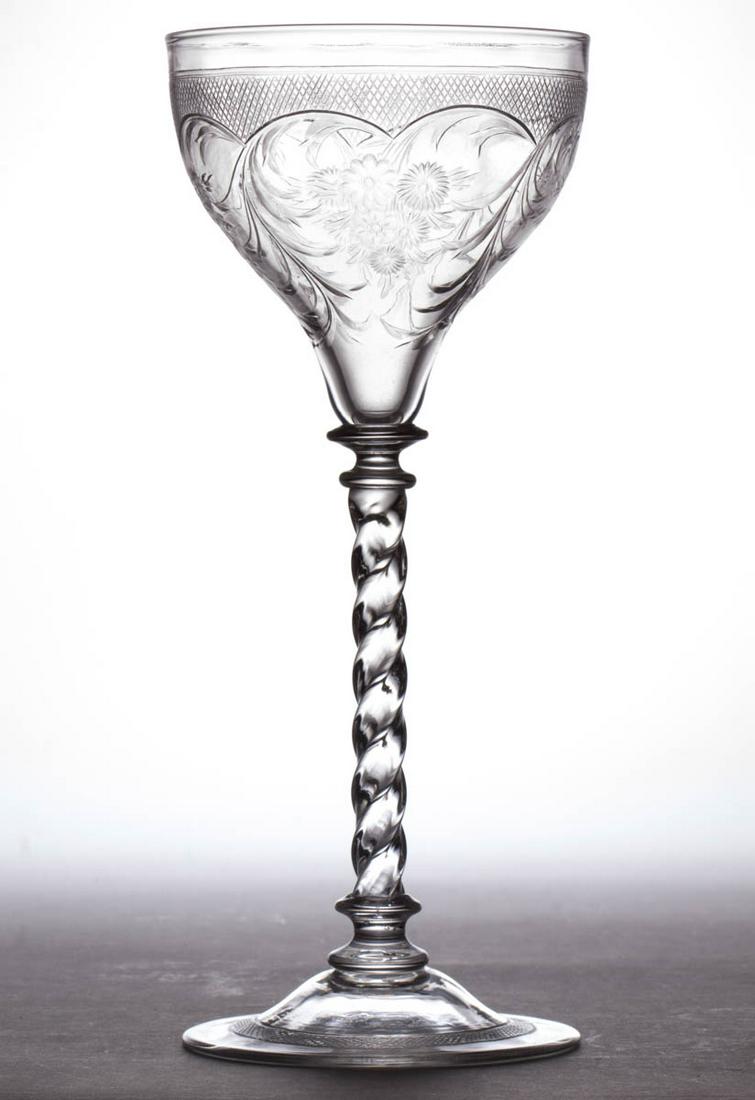 STEUBEN ENGRAVED ART GLASS GOBLET (1 of 1)