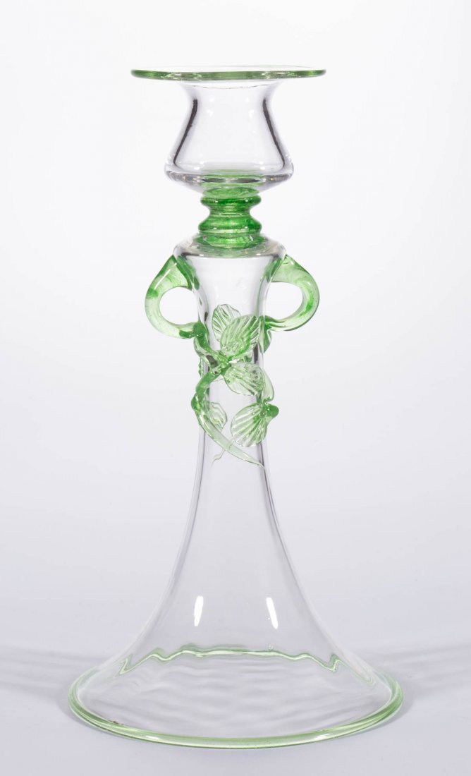 STEUBEN ATTRIBUTED MAT-SU-NO-KE ART GLASS  CANDLESTICK (1 of 1)