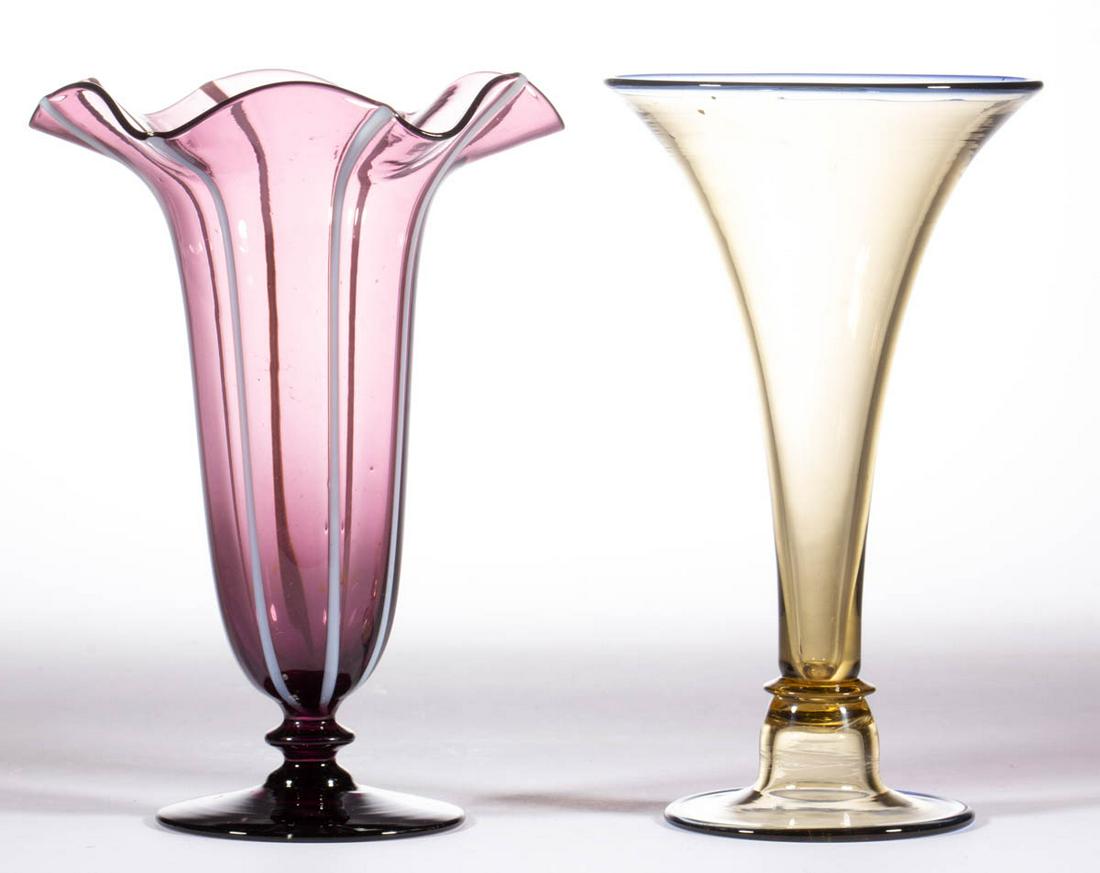 STEUBEN ATTRIBUTED ART GLASS VASES, LOT OF TWO (1 of 1)