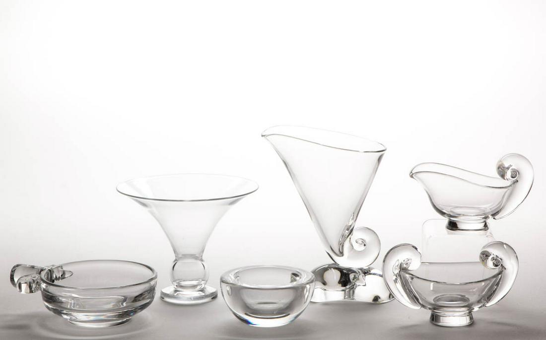 STEUBEN CRYSTAL ART GLASS ARTICLES, LOT OF SIX (1 of 1)