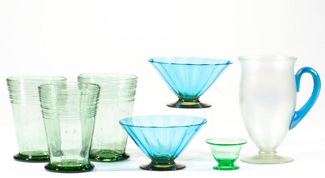 STEUBEN ART GLASS ARTICLES, LOT OF SEVEN (1 of 1)