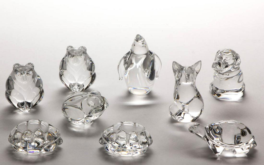 STEUBEN CRYSTAL ART GLASS FIGURINES / PAPERWEIGHTS, LOT (1 of 1)