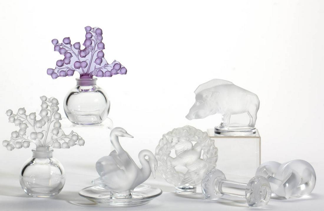 LALIQUE ART GLASS ARTICLES, LOT OF SEVEN (1 of 1)