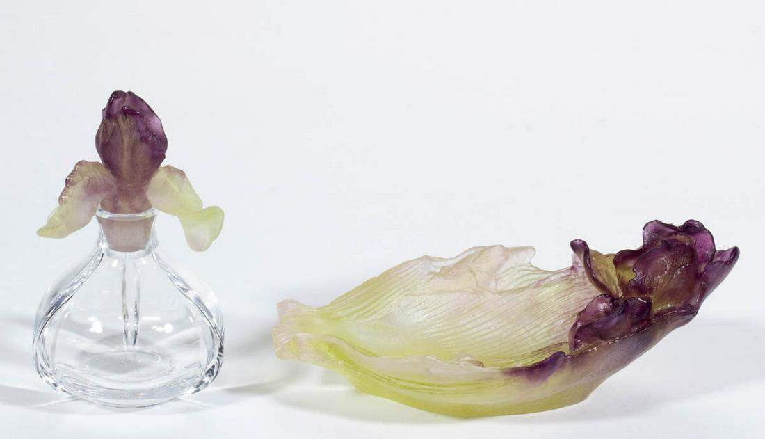 DAUM IRIS PATE-DE-VERRE ART GLASS ARTICLES, LOT OF TWO (1 of 1)
