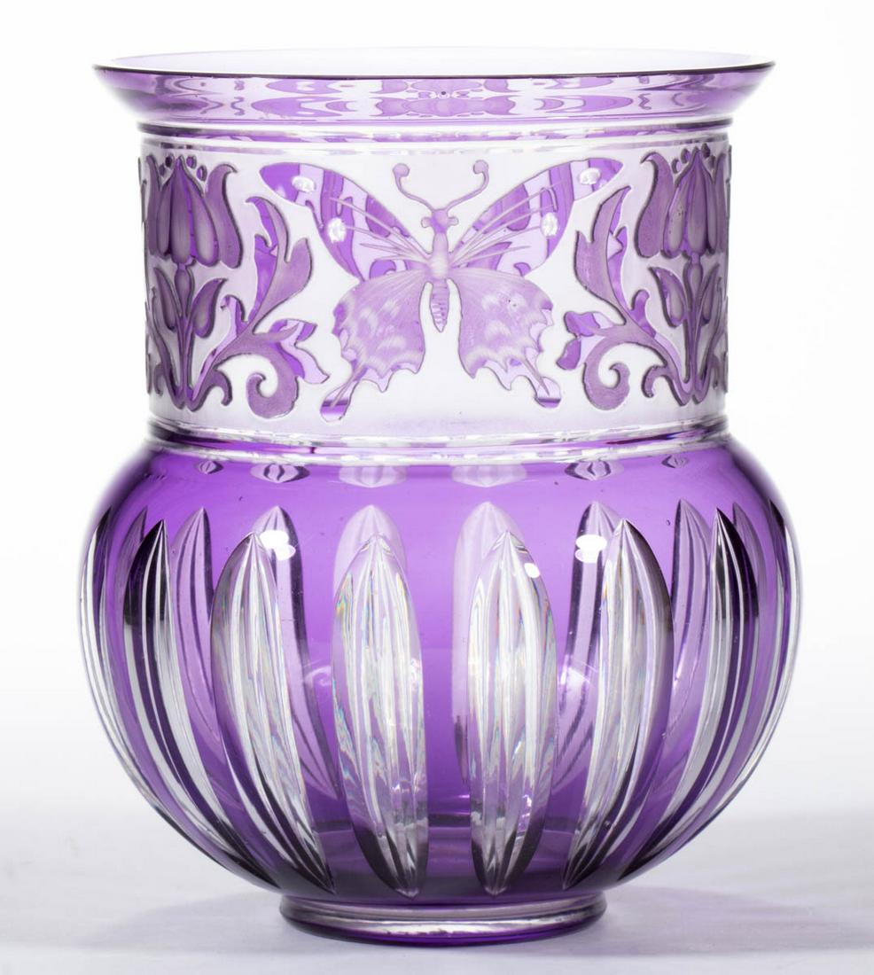 VAL ST. LAMBERT CUT AND CAMEO ART GLASS VASE (1 of 2)