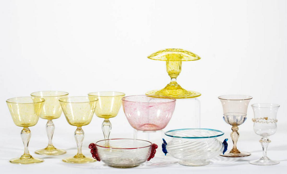 ASSORTED VENETIAN / MURANO ART GLASS ARTICLES, LOT OF (1 of 1)
