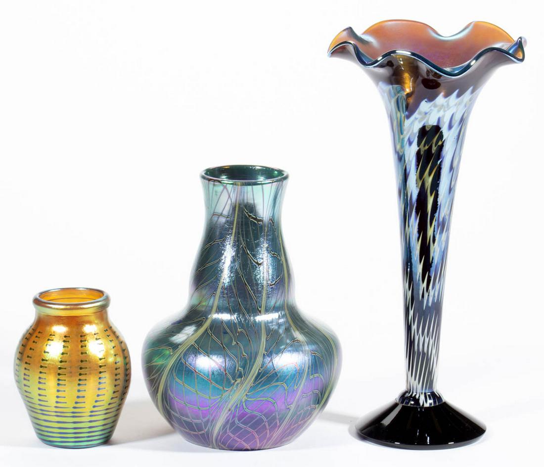 LUNDBERG STUDIOS STUDIO ART GLASS VASES, LOT OF THREE (1 of 3)