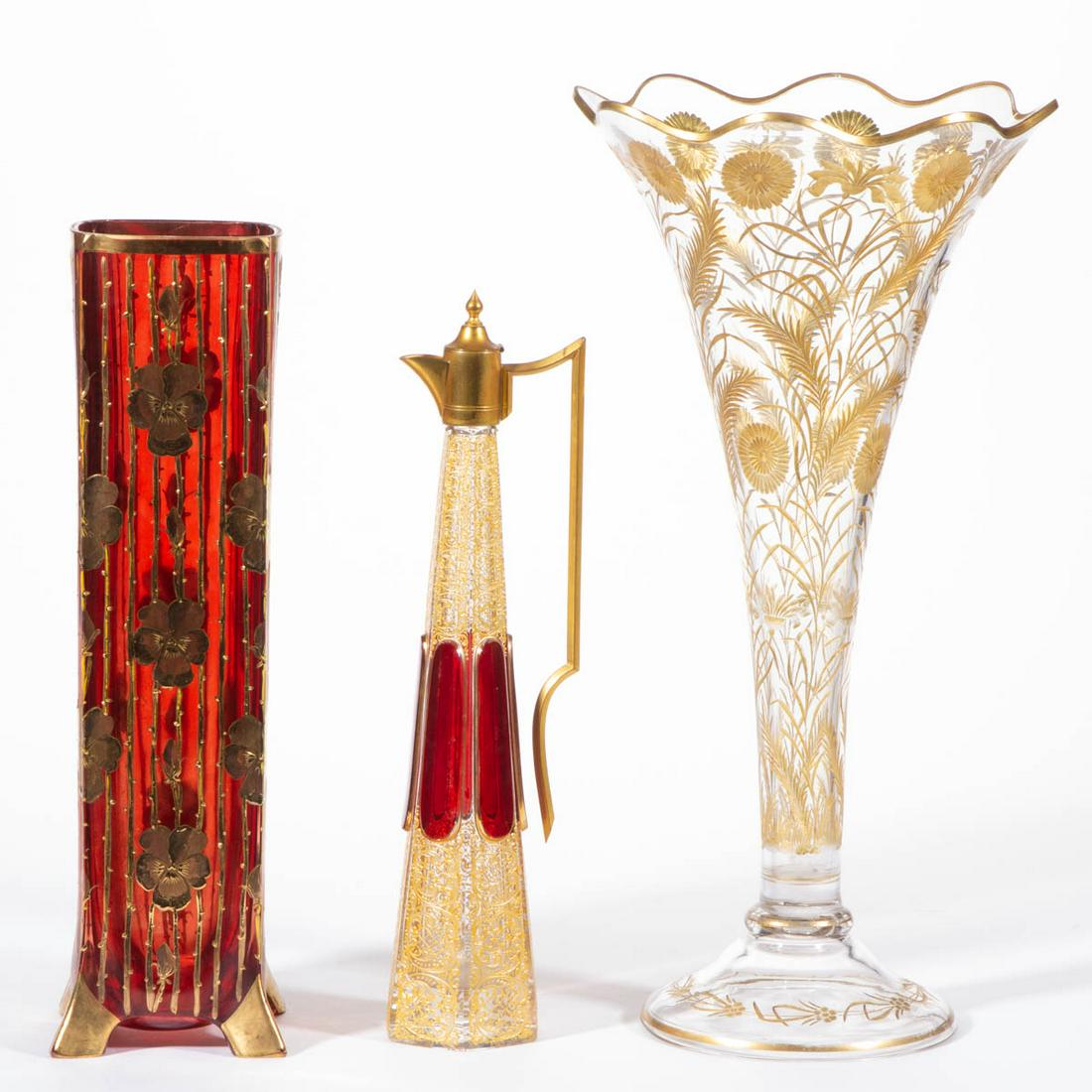 ASSORTED BOHEMIAN GLASS ARTICLES, LOT OF THREE (1 of 1)