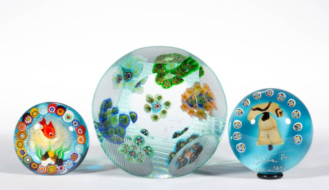 ASSORTED GLASS PAPERWEIGHTS, LOT OF THREE (1 of 1)