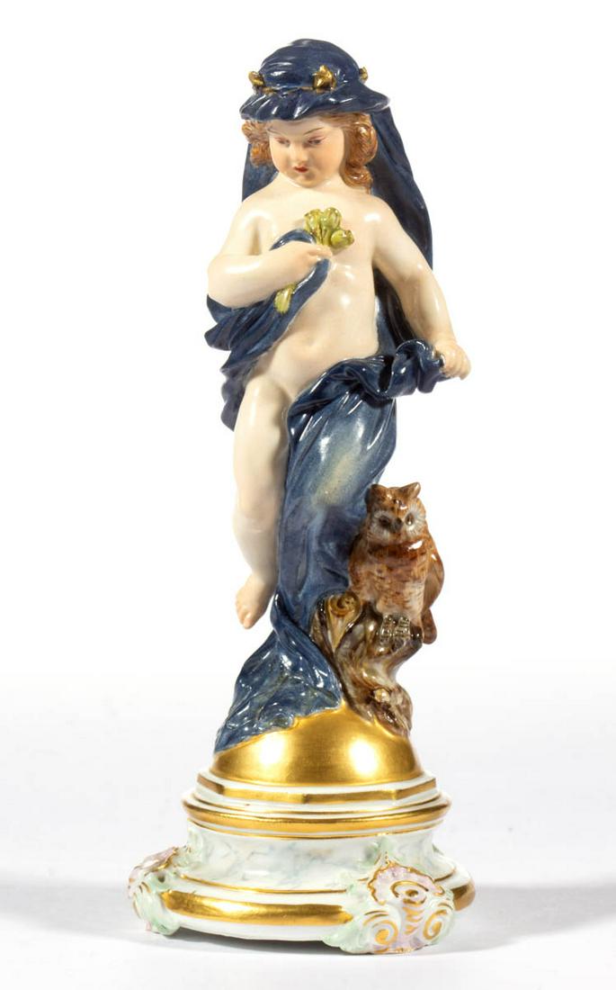 GERMAN MEISSEN HAND-PAINTED PORCELAIN CHERUB / PUTTI (1 of 5)