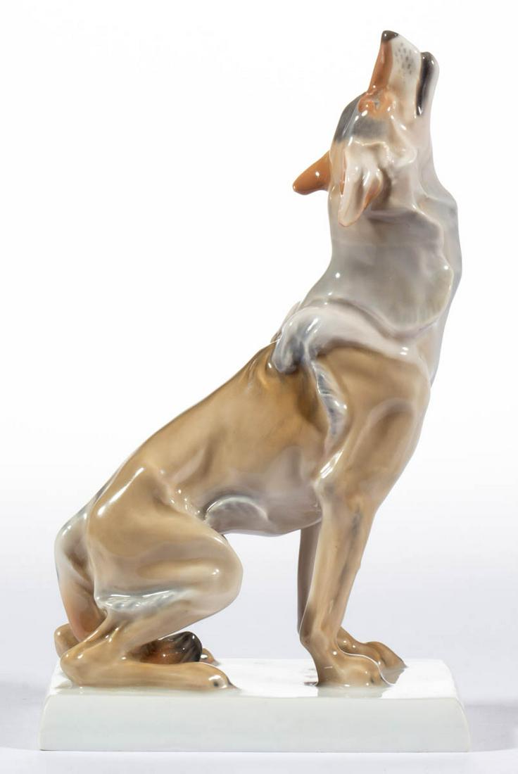 GERMAN MEISSEN HAND-PAINTED PORCELAIN HOWLING WOLF (1 of 5)