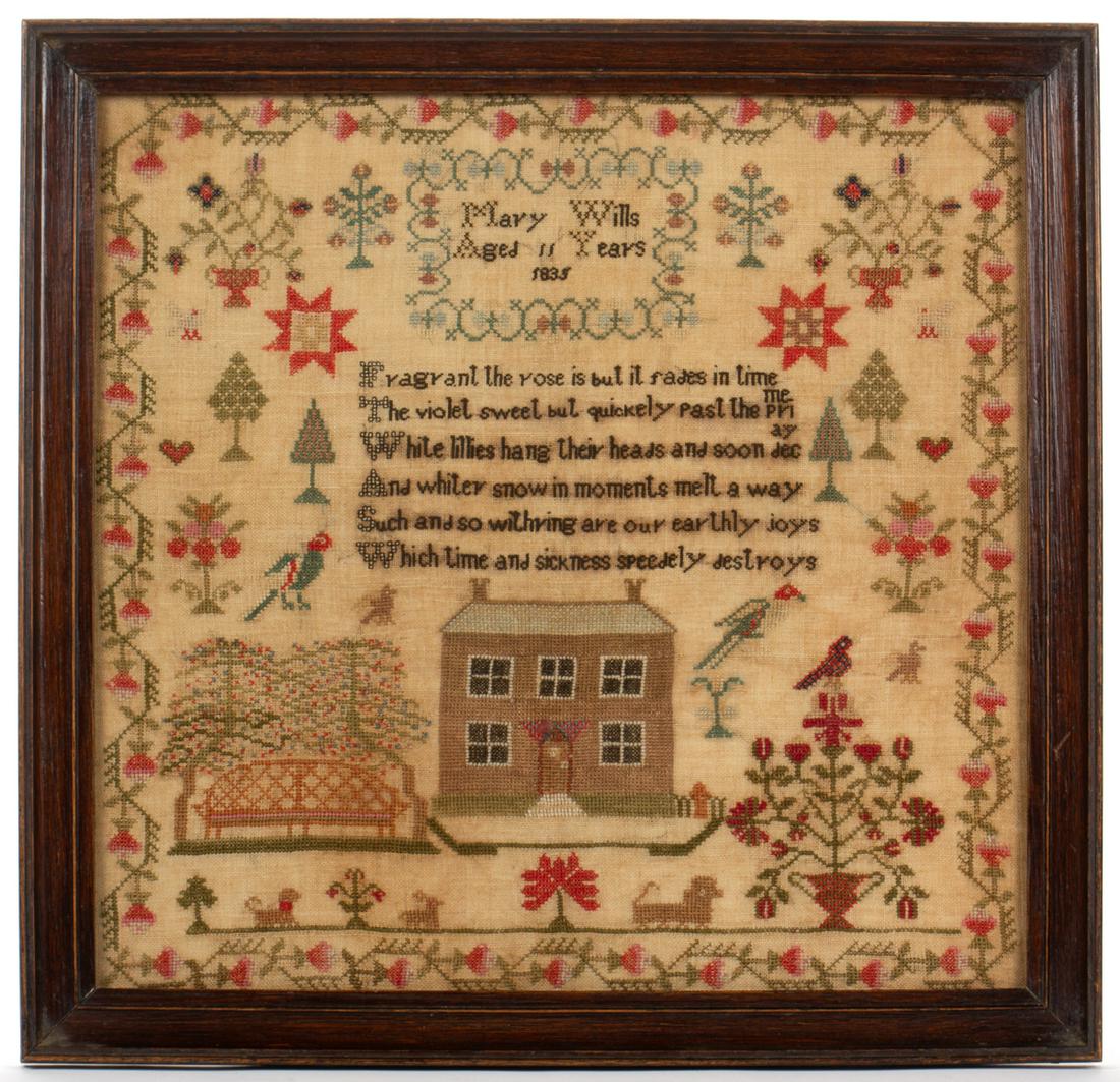 AMERICAN / BRITISH PICTORIAL NEEDLEWORK SAMPLER (1 of 5)
