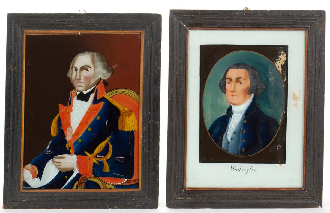 FOLK ART REVERSE-PAINTED AMERICAN HISTORICAL PORTRAITS (1 of 3)